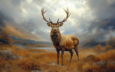 Majestic Stag in the Scottish Highlands