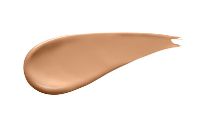 Makeup Liquid foundation stroke isolated on white background. Cosmetic product brush swatch