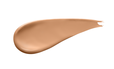 Makeup Liquid foundation stroke isolated on white background. Cosmetic product brush swatch