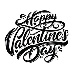 a unique 'Happy Valentine's Day' design with a blend of modern elegance and romantic charm. Incorporate a romantic heart element to enhance the festive feel.