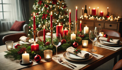 Create a welcoming and festive ambiance with candles and decorat