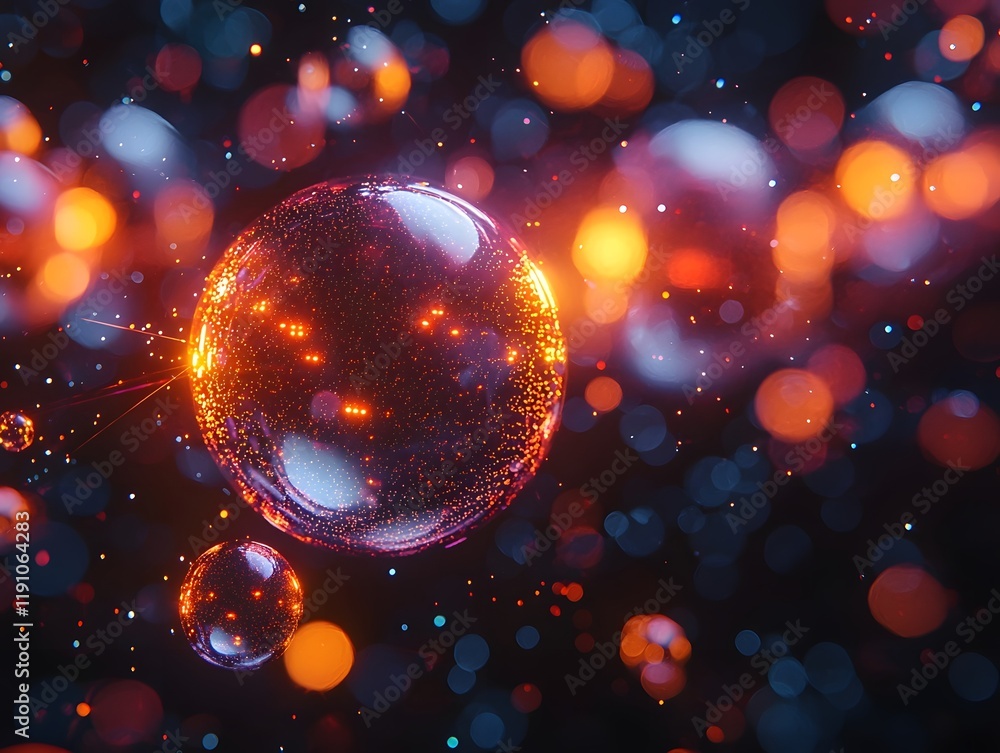 Poster sentiment bubbles floating in cosmic space with color coded analysis