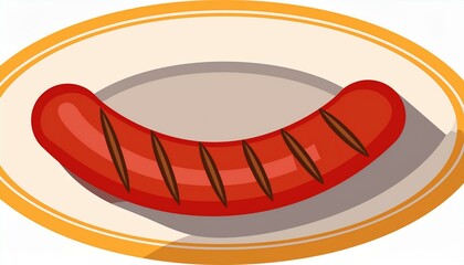 Grilled sausage icon flat design