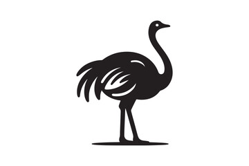 Minimal ostrich bird vector silhouette 