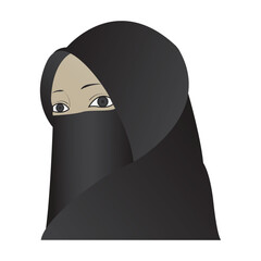 Elegant Illustration of a Woman Wearing a Black Veil