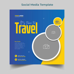 Travel and tour social media post Instagram post or web banner template
