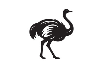 Fototapeta premium Minimal ostrich bird vector silhouette 