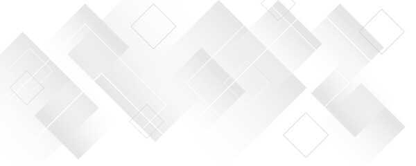 Modern and minimal concept white and gray abstract square pattern background. Elegant  geometric background with copy space template design for business, presentation, banner.