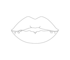 One continuous line drawing of human lips . Single line of human anatomy vector illustration