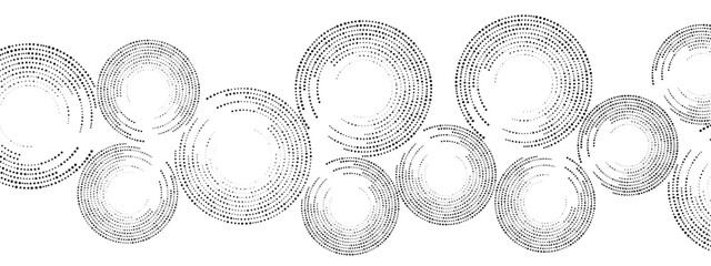 Grayscale abstract background of dots. Texture of random particles. Chaotic ornament, mosaic, circular pattern of small dots.  Design banners, posters, websites,social media frameworks. Vector 