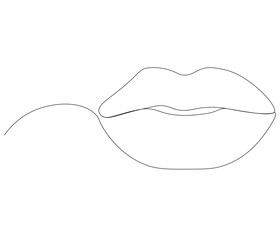 One continuous line drawing of human lips . Single line of human anatomy vector illustration