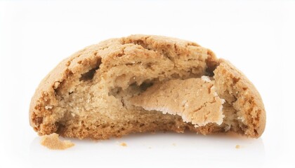Close-Up View of a Broken Italian Amaretti Biscuit on White Background