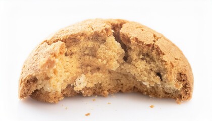 Close-Up View of a Broken Italian Amaretti Biscuit on White Background