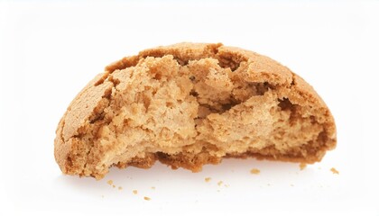Close-Up View of a Broken Italian Amaretti Biscuit on White Background