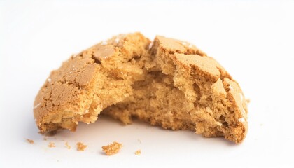Close-Up View of a Broken Italian Amaretti Biscuit on White Background