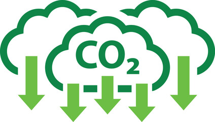 CO2 Reduction Minimalist Icon Carbon Cut
and Low Greenhouse Gas Pictograms