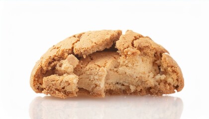 Close-Up View of a Broken Italian Amaretti Biscuit on White Background
