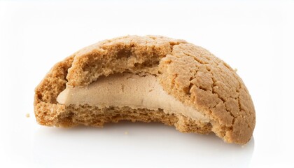 Close-Up View of a Broken Italian Amaretti Biscuit on White Background