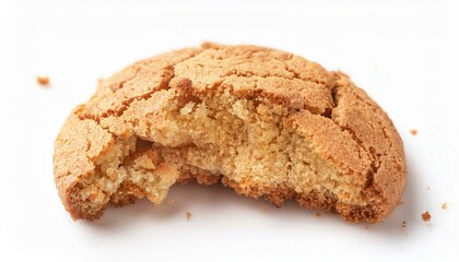 Close-Up View of a Broken Italian Amaretti Biscuit on White Background