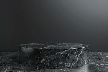 Abstract Background for Grey and Dark Black Marble Stone Podium for Product
