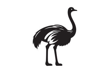 Minimal ostrich bird vector silhouette 