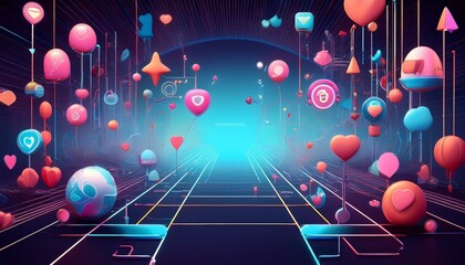 3d render social media and technology