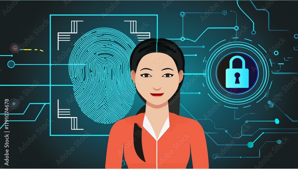 Poster vector finger-print scanning identification system.