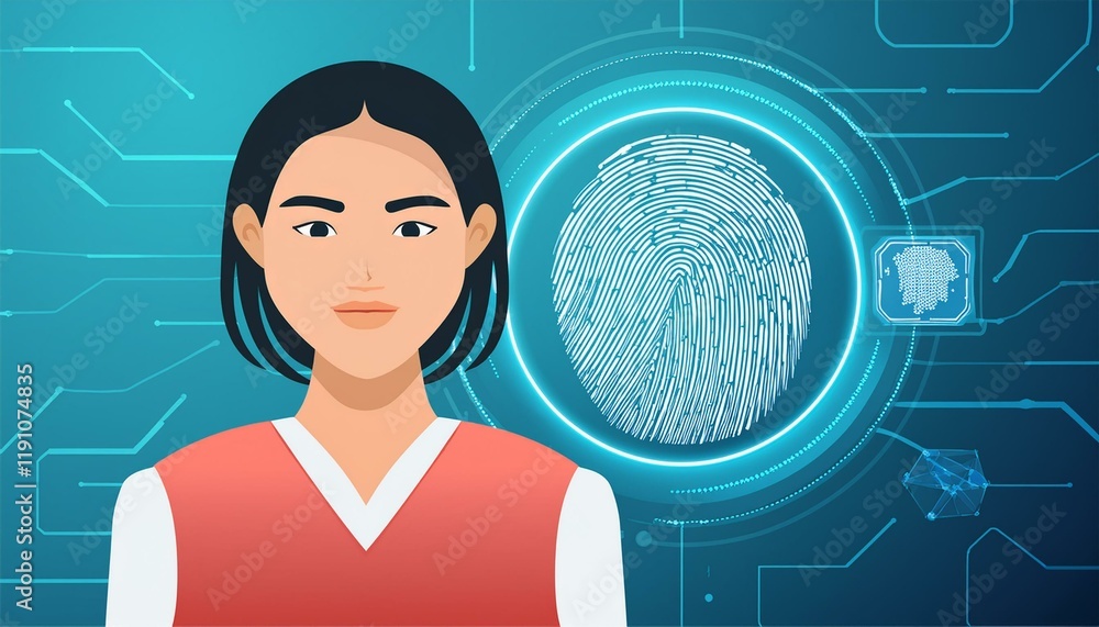 Poster vector finger-print scanning identification system.