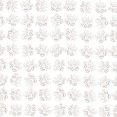 This elegant, repeating pattern showcases detailed line drawings of coffee plants and beans.
