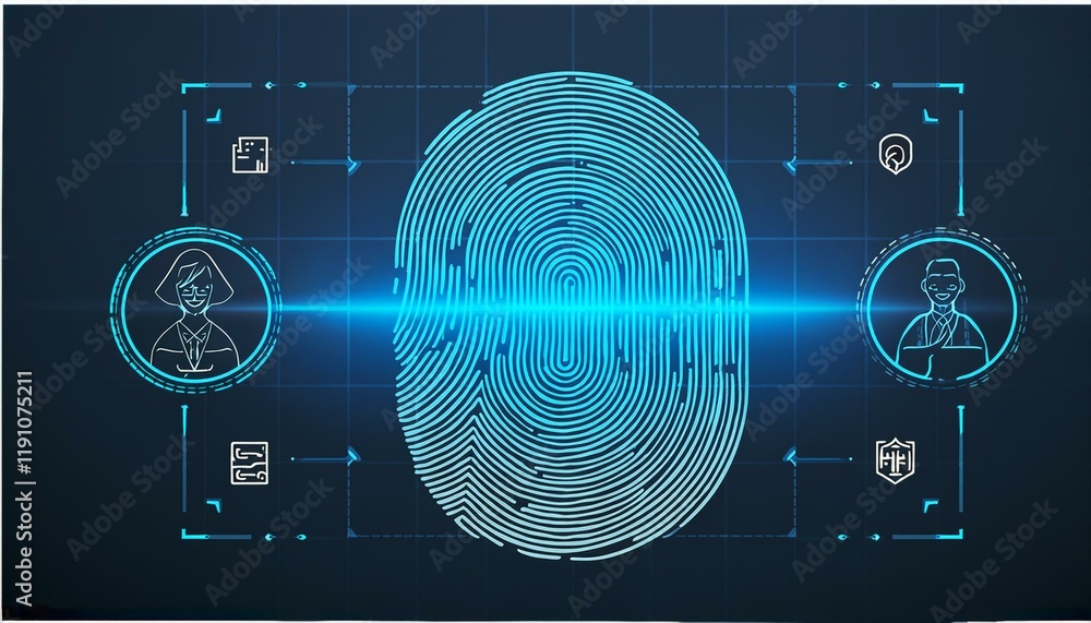 Poster vector finger-print scanning identification system