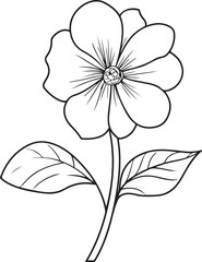 Simple flower vector illustration. Child-friendly simple flower outline for coloring.
