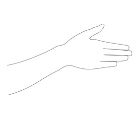 One continuous line drawing of human hand . Single line of human anatomy vector illustration