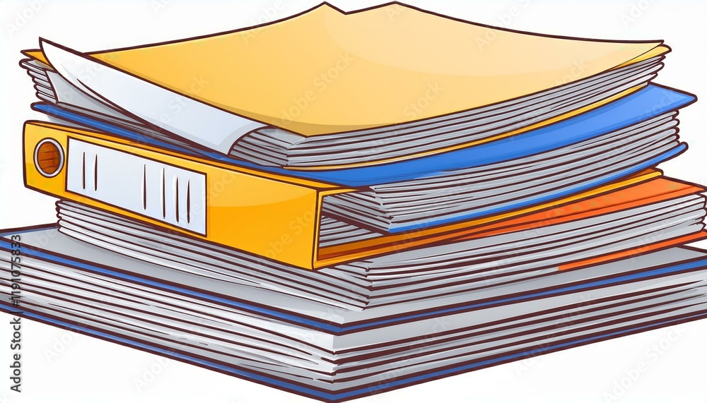Poster vector design pile of paper documents and file folders