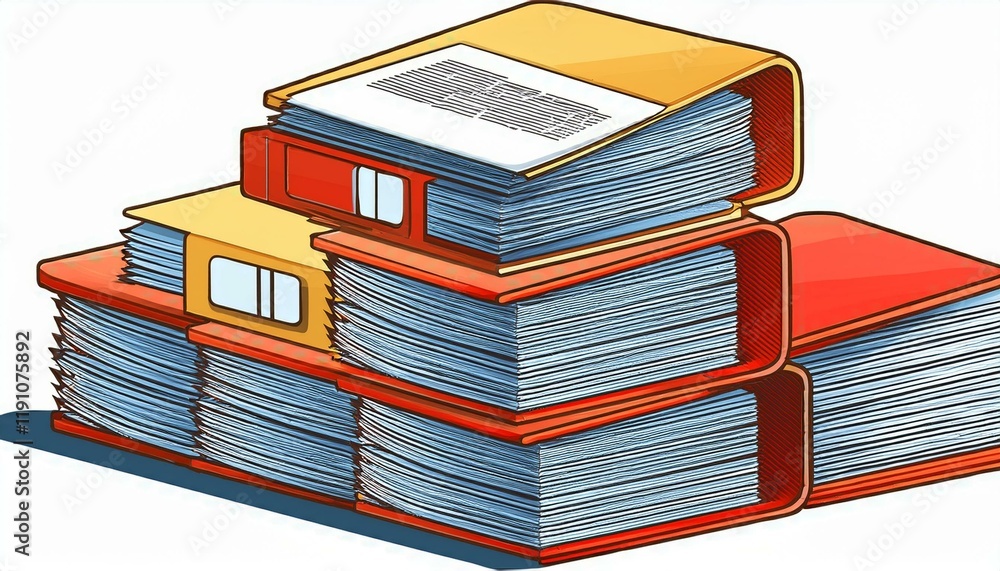 Poster vector design pile of paper documents and file folders