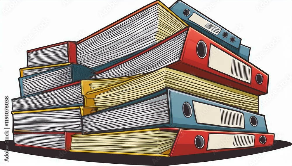 Poster vector design pile of paper documents and file folders