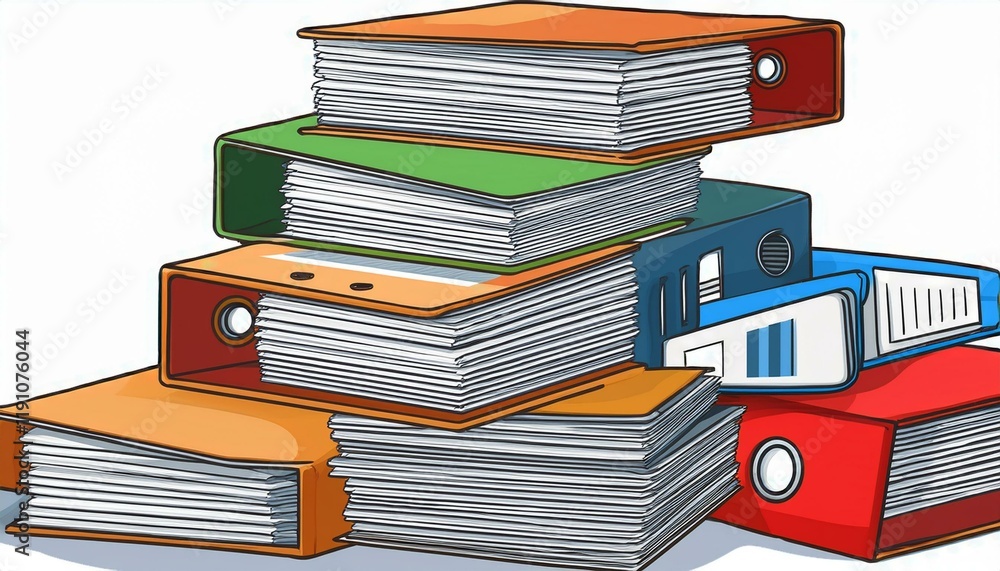 Poster vector design pile of paper documents and file folders
