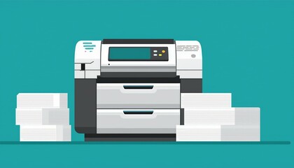 vector design Professional office copier, multifunction printer printing paper documents