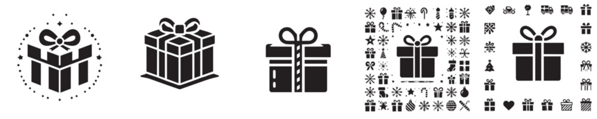 Vector collection of gift silhouettes