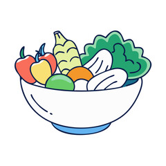 bowl of vegetables vector icon, bowl of vegetables vector illustration - simple illustration of bowl of vegetables, perfect for logos and iconsbowl of vegetables 