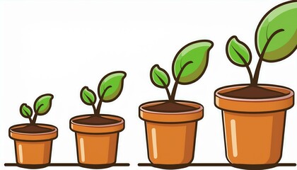 vector design Growth of plant in pot, from sprout to vegetable.