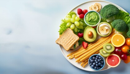 Generated image Healthy snack, healthy food for kids, fruit and vegetable background