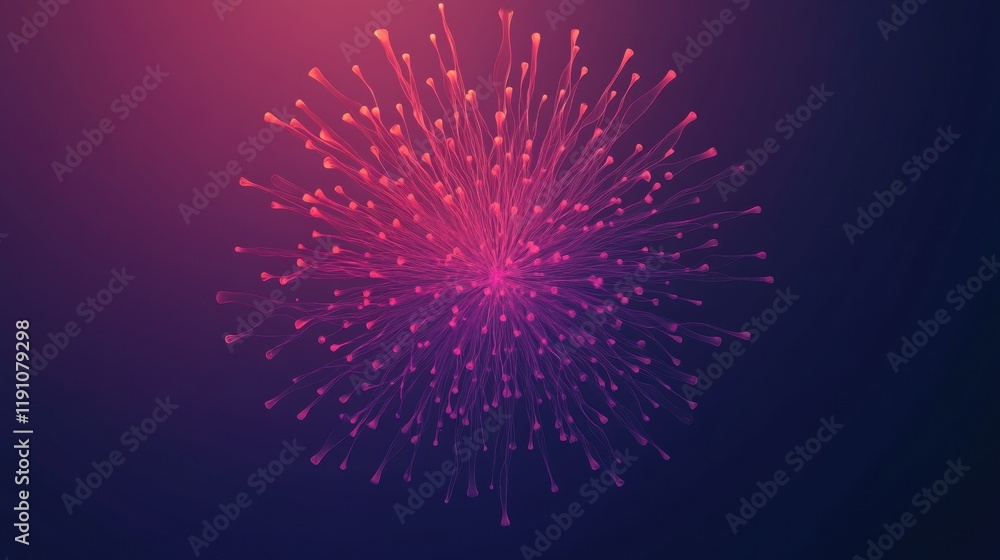 Poster Colorful and simple virus illustration with abstract design and vibrant hues. Generative AI