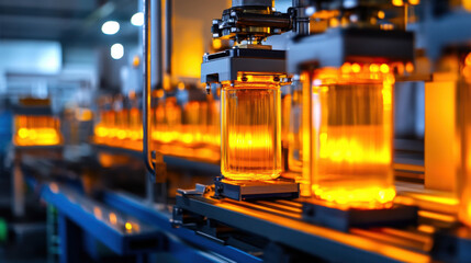 Glass factory, A high-fidelity image of a conveyor system designed for transporting glass sheets through a production line, showcasing modern industrial machinery.