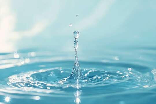 Water Drops on Blue Background. World Water Day Concept. Droplet Texture Surface. Environment Care. CSR, Corporate Social Responsibility or CSC, Corporate Social Contribution 