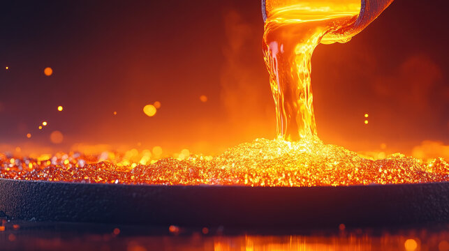 Glass factory, A stunning image showcasing the process of molten glass being extruded, highlighting its fluidity and artistic appeal in high fidelity.