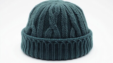 Cozy Cable Knit Beanie in Deep Teal Color for Winter Fashion