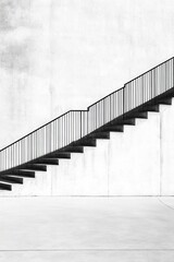 Staircase silhouette on minimalist white background with shadows