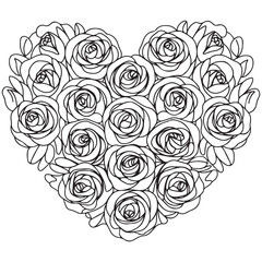 Hand drawn heart for adult anti stress. Coloring page with high details isolated on white background. Made by trace from sketch. Zentangle pattern for relax and meditation.