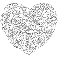 Hand drawn heart for adult anti stress. Coloring page with high details isolated on white background. Made by trace from sketch. Zentangle pattern for relax and meditation.