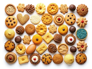 Obraz premium Tempting close-up: assorted cookies and biscuits, perfect for baking blogs and websites.